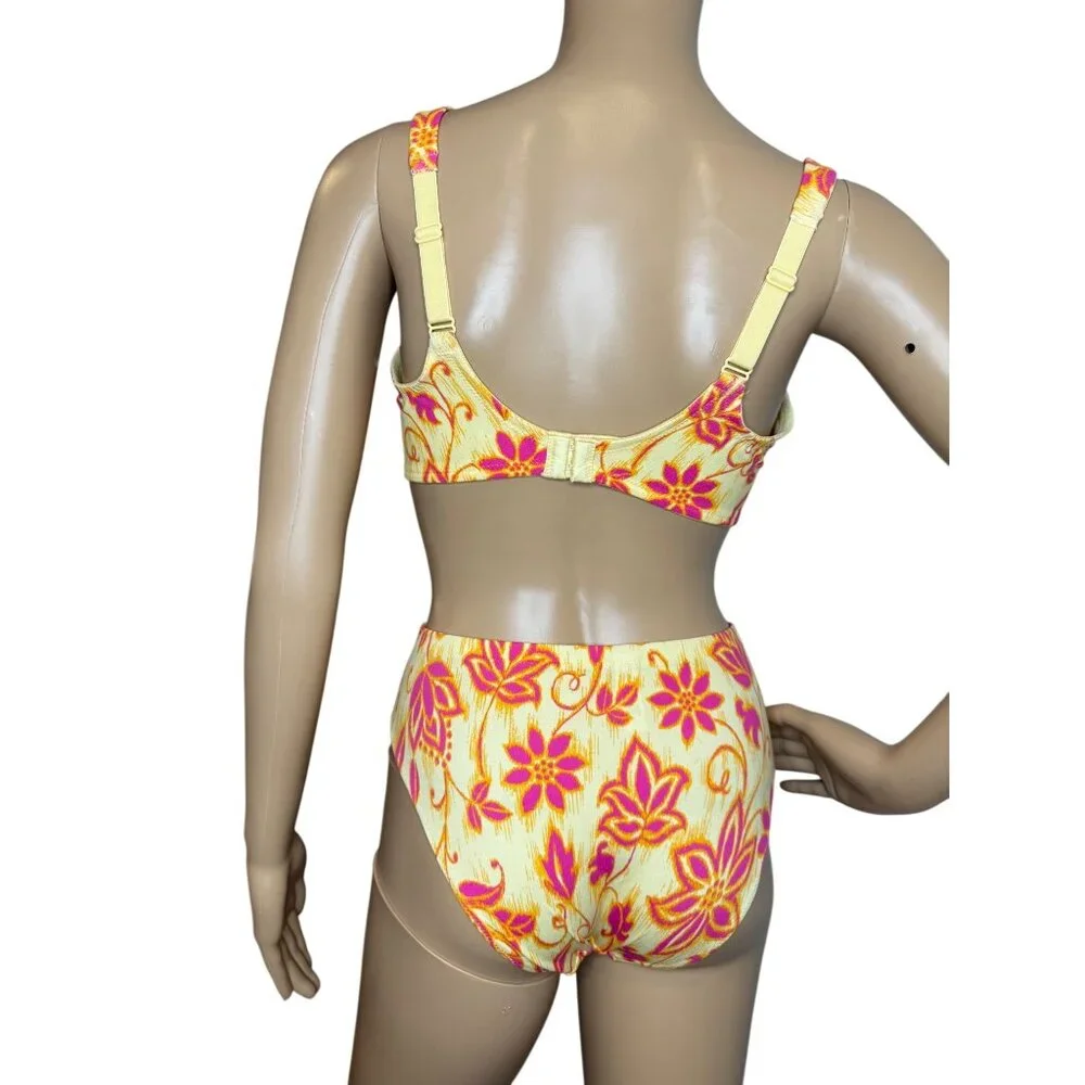 Y2K 2002 Victorias Secret Yellow & Pink Floral Bikini Set 36/M